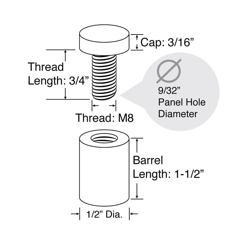 OUTWATER Stainless Steel Standoff 1/2 Inch Diameter x 1-1/2 Inch Barrel Length Brushed Finish for PVC, Glass and Acrylic Sign Stand Off Wall Anchors and Screws 20 Piece Store/Restaurant Pack - Image 2